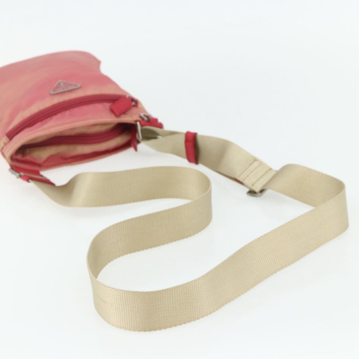 PRADA Shoulder Bag Nylon Pink Silver Auth 179353