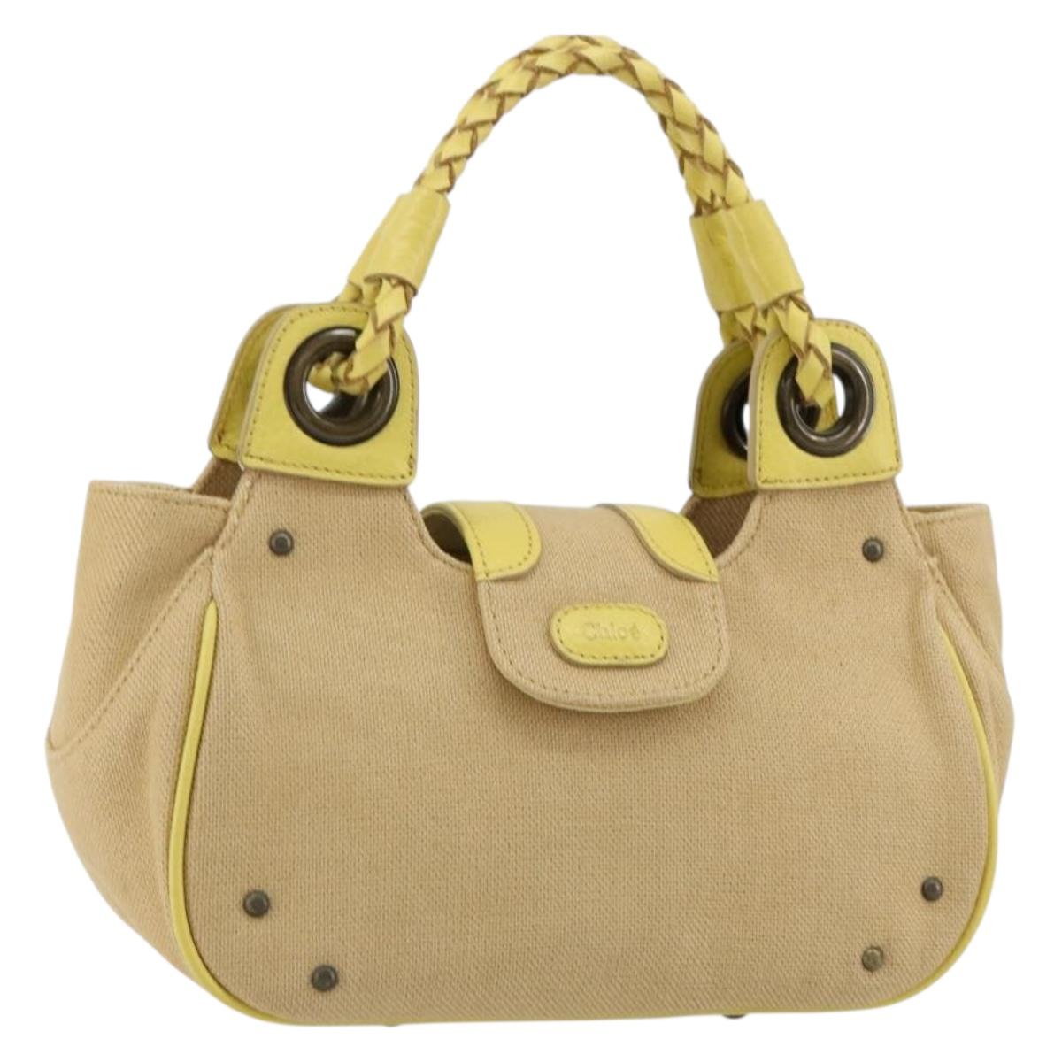 Chloe Hand Bag Canvas Beige Auth 179355A