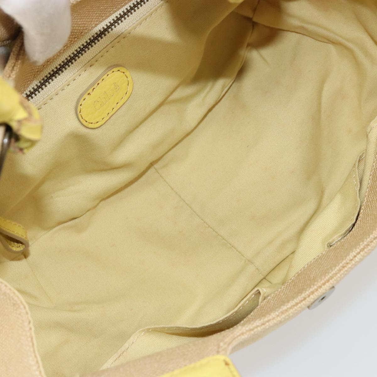 Chloe Hand Bag Canvas Beige Auth 179355A