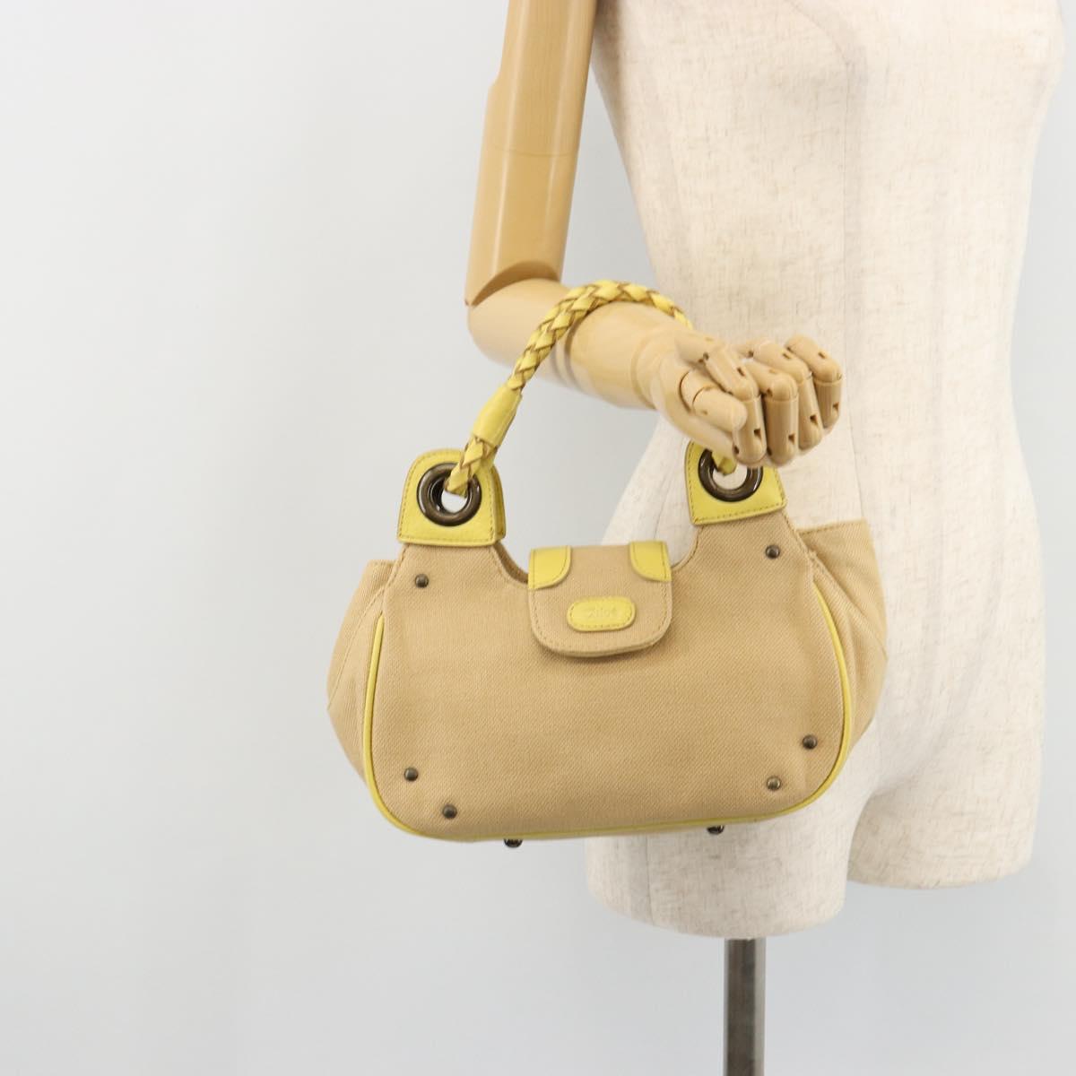 Chloe Hand Bag Canvas Beige Auth 179355A