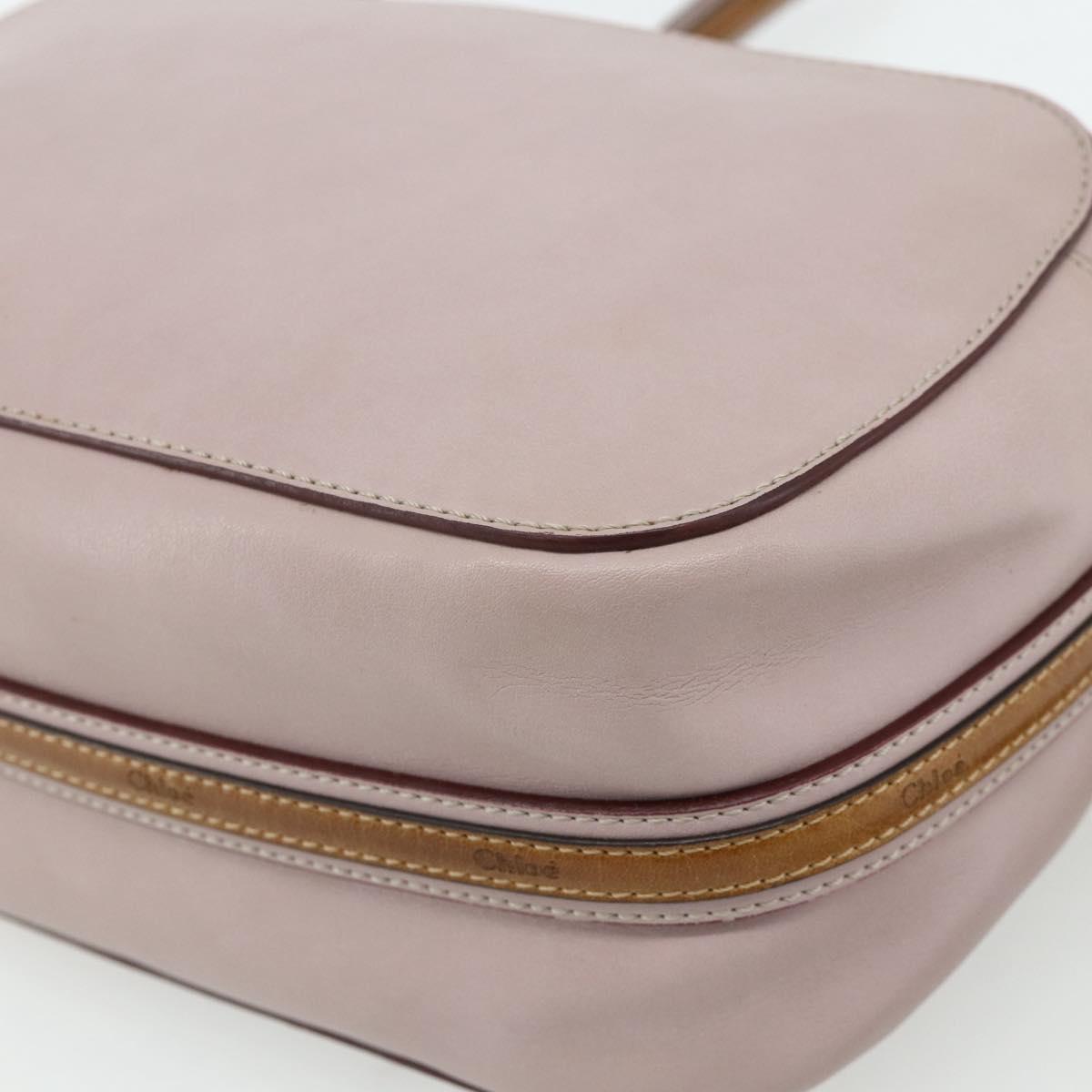 Chloe Shoulder Bag Leather Pink Gold Auth 179356A