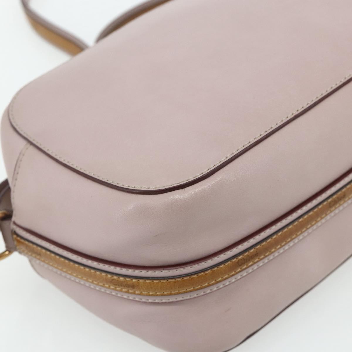 Chloe Shoulder Bag Leather Pink Gold Auth 179356A