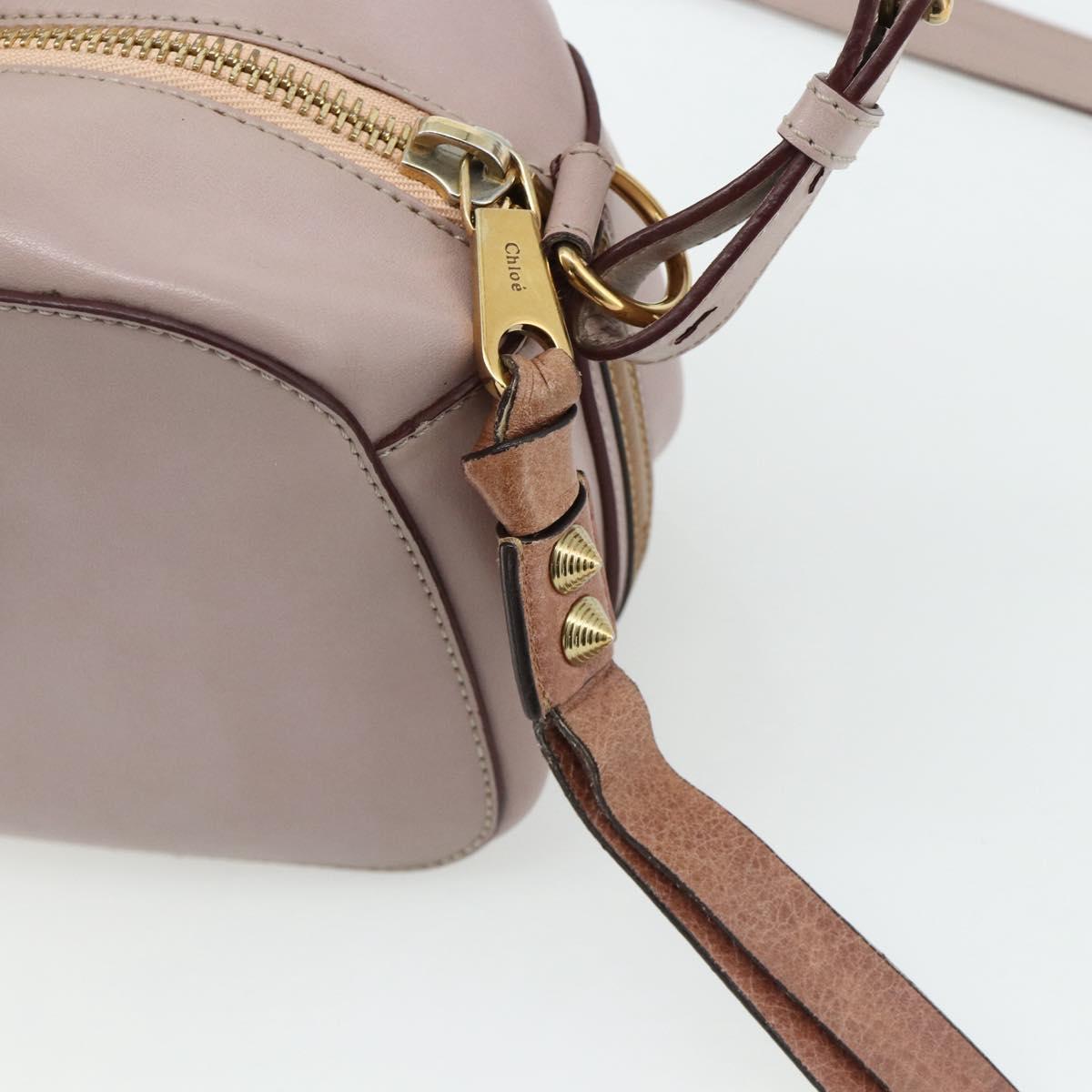 Chloe Shoulder Bag Leather Pink Gold Auth 179356A