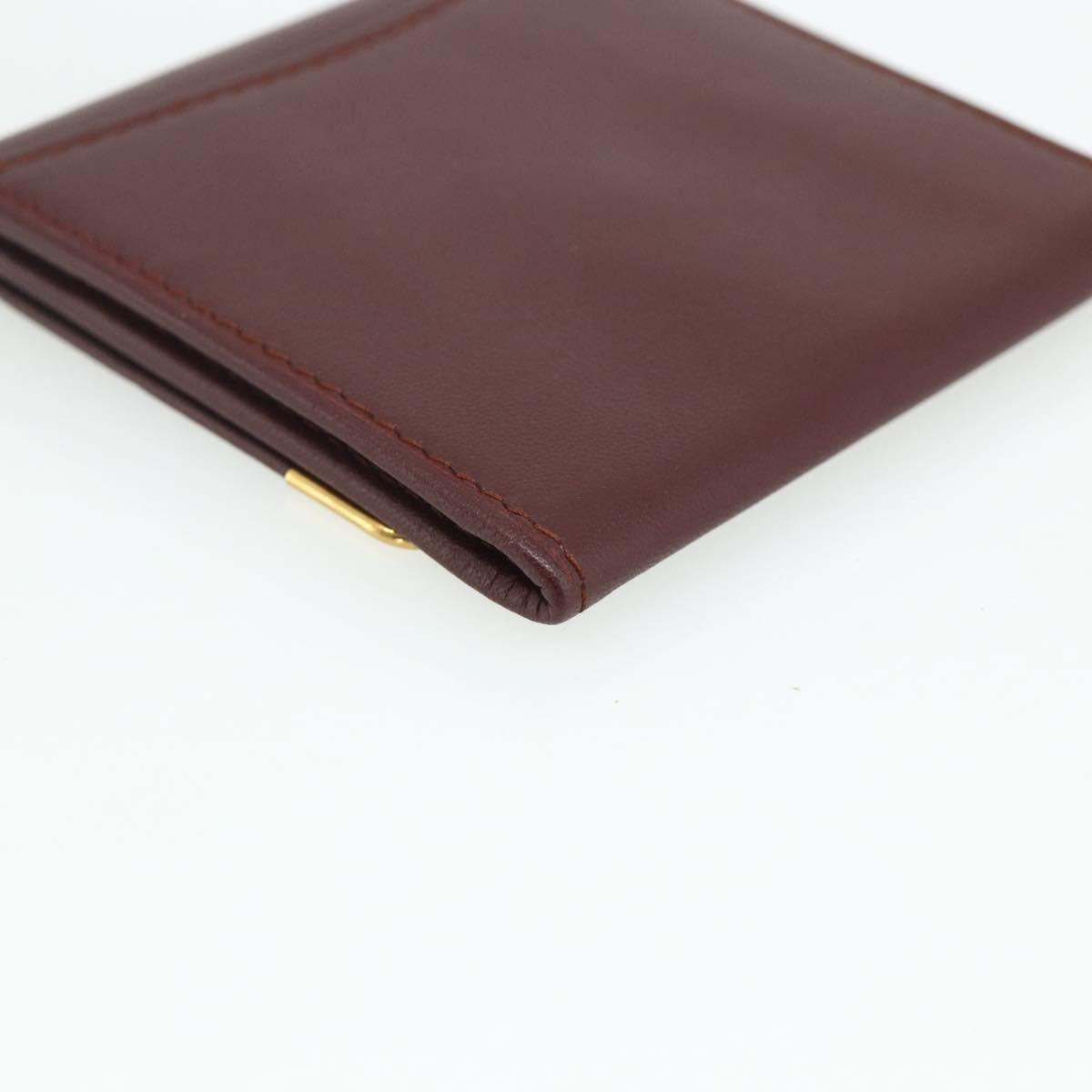 CARTIER Must Line Coin Purse Leather Bordeaux Gold Auth 179363A