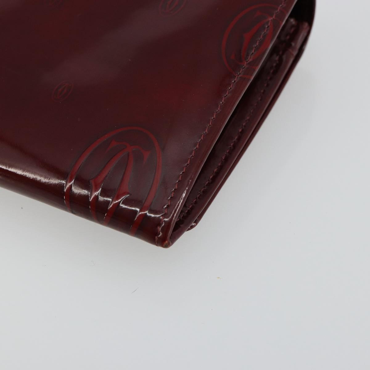 CARTIER Happy Birthday Long Wallet Patent leather Red Silver Auth 179364