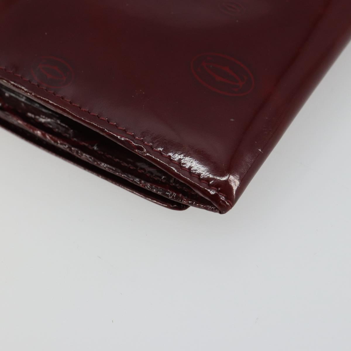 CARTIER Happy Birthday Long Wallet Patent leather Red Silver Auth 179364