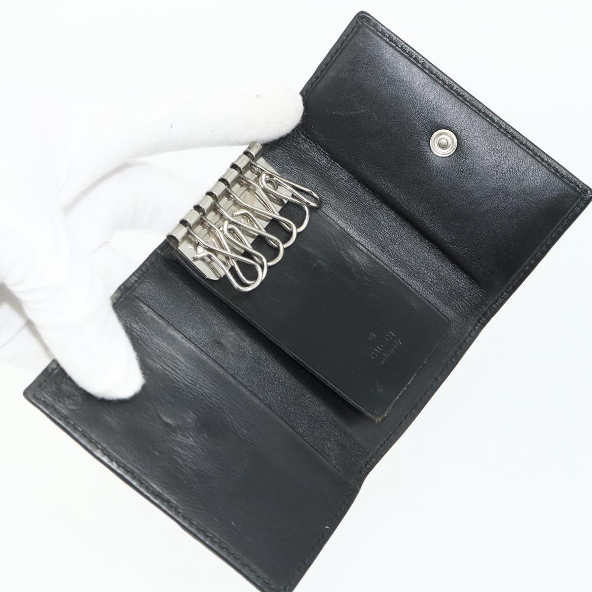 GUCCI GG Canvas Key Case Silver Black Auth 179365A