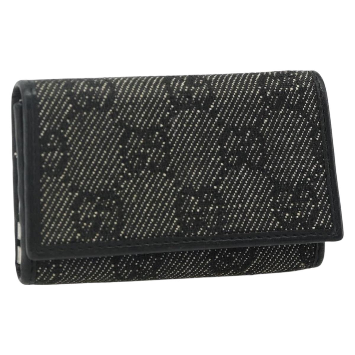 GUCCI GG Canvas Key Case Silver Black Auth 179365A