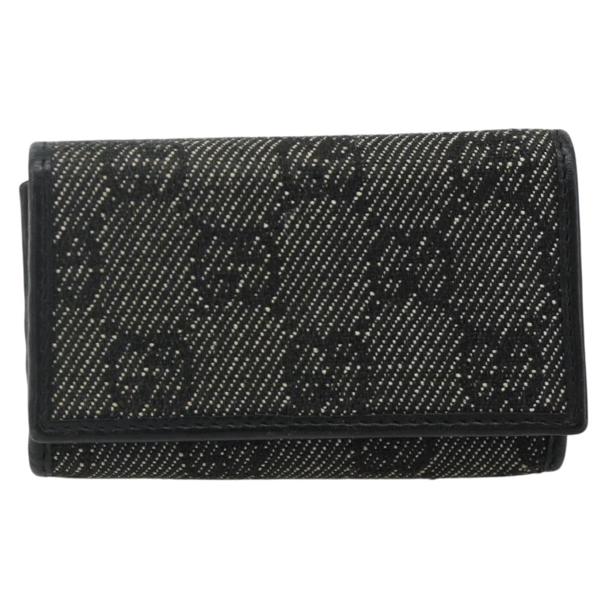 GUCCI GG Canvas Key Case Silver Black Auth 179365A