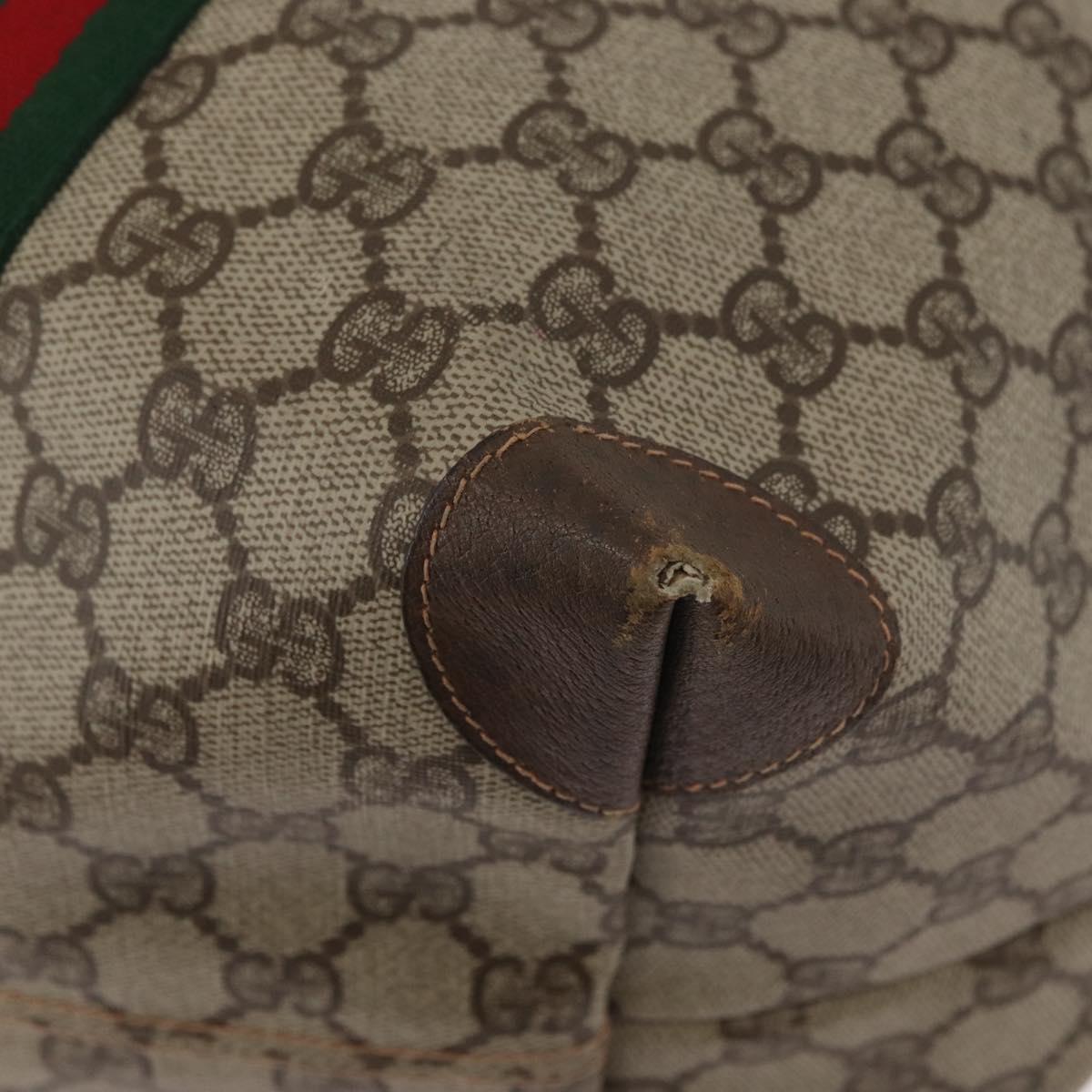 GUCCI GG Supreme Web Sherry Line Boston Bag PVC Beige Red 156 19 012 Auth 179370