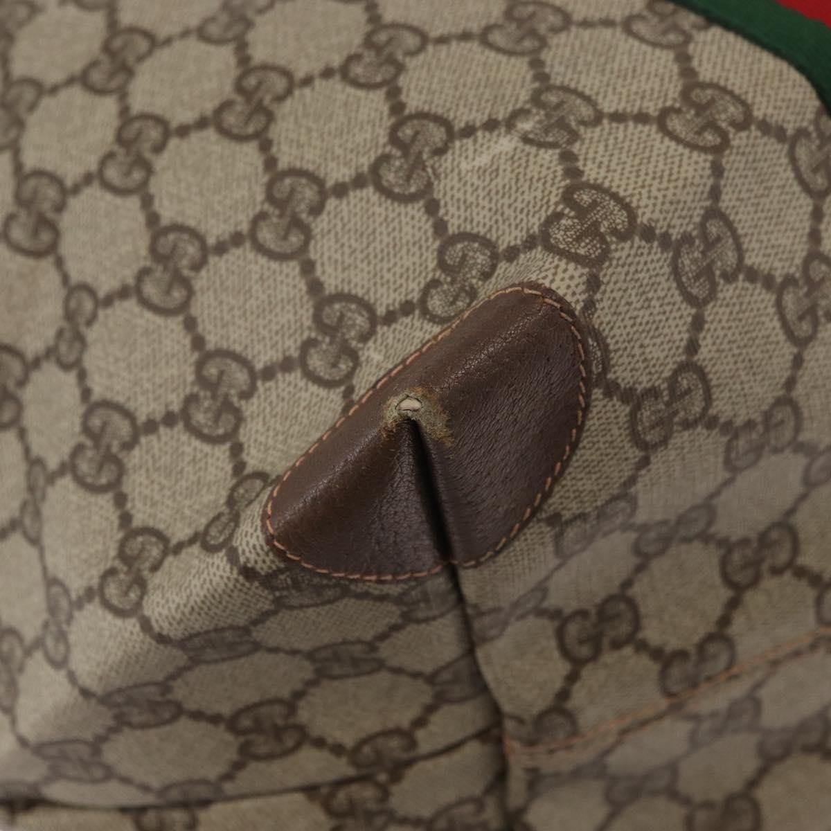 GUCCI GG Supreme Web Sherry Line Boston Bag PVC Beige Red 156 19 012 Auth 179370