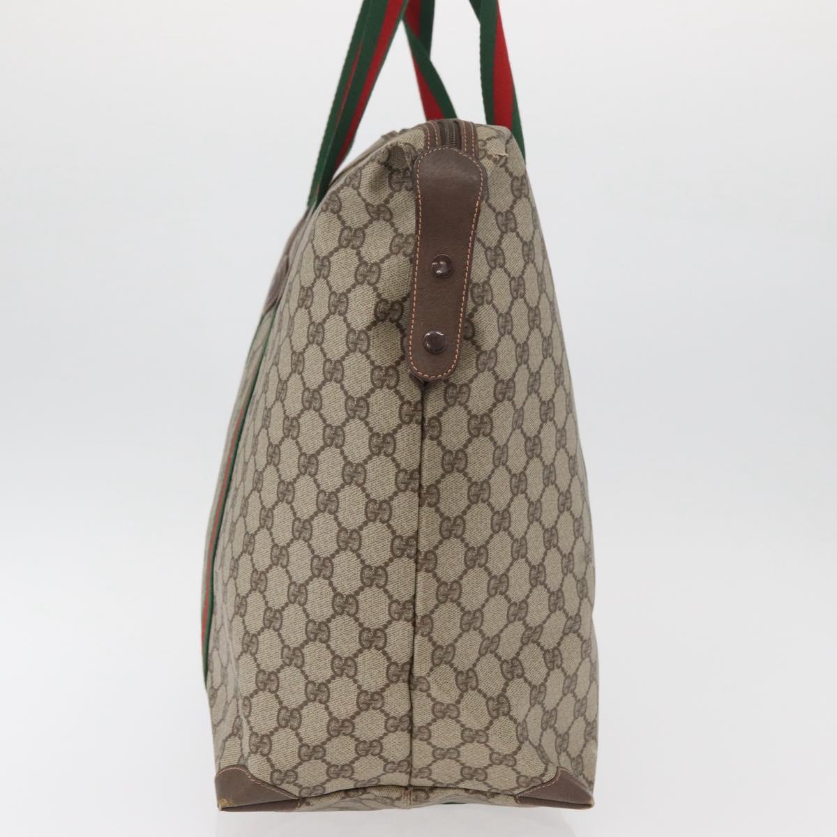 GUCCI GG Supreme Web Sherry Line Boston Bag PVC Beige Red 156 19 012 Auth 179370