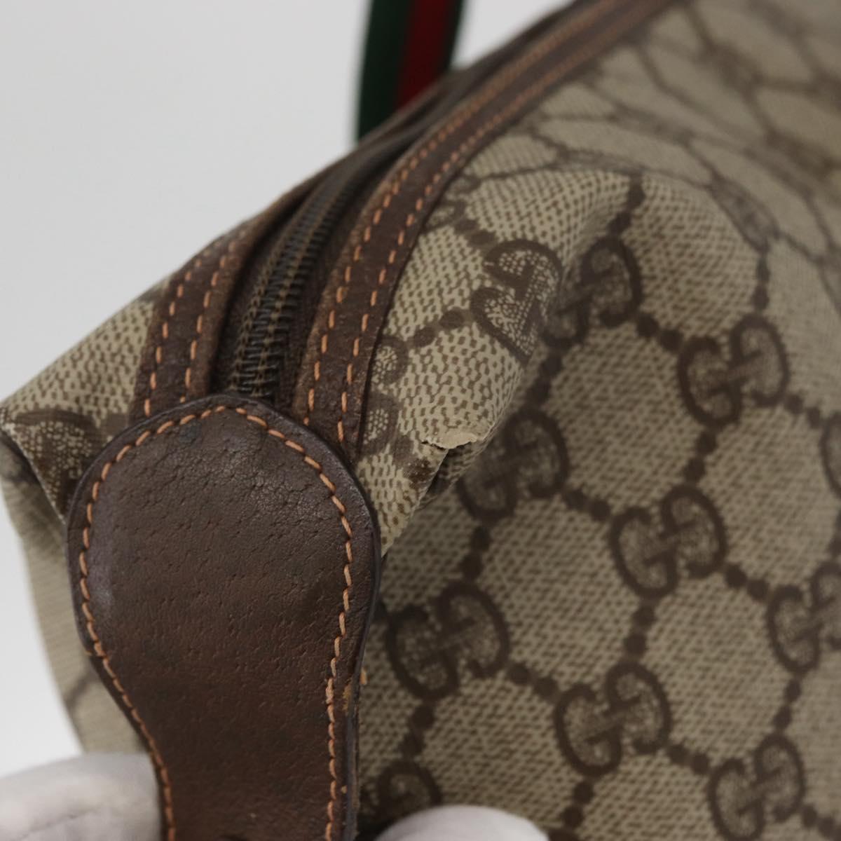 GUCCI GG Supreme Web Sherry Line Boston Bag PVC Beige Red 156 19 012 Auth 179370