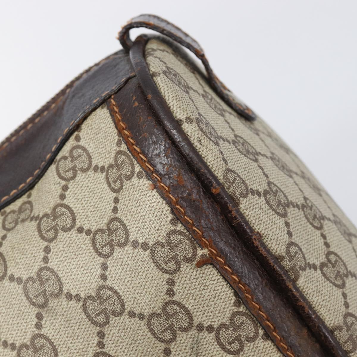 GUCCI GG Supreme Web Sherry Line Hand Bag PVC Beige Gold Auth 179372