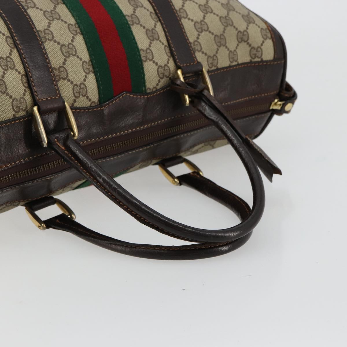 GUCCI GG Supreme Web Sherry Line Hand Bag PVC Beige Gold Auth 179372