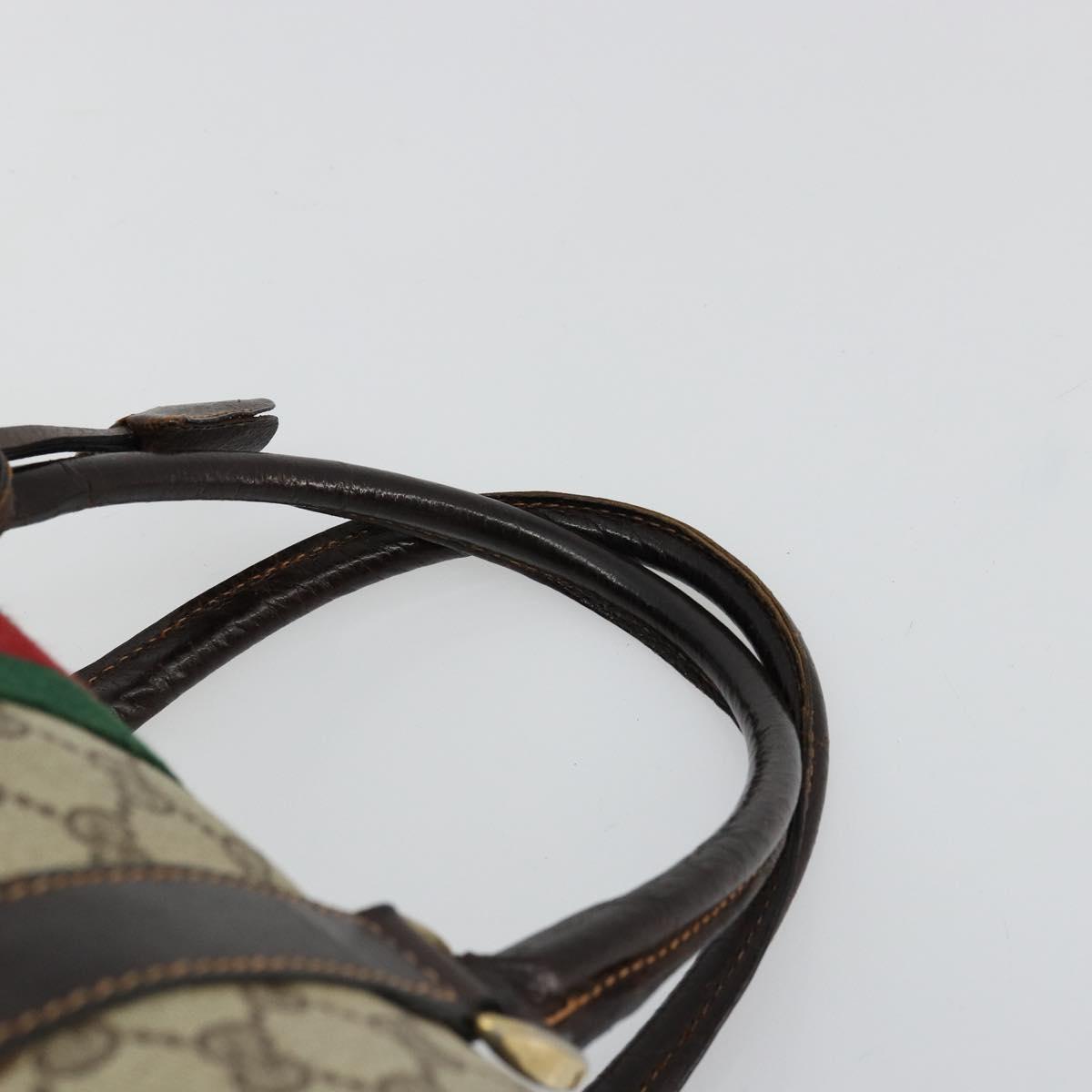 GUCCI GG Supreme Web Sherry Line Hand Bag PVC Beige Gold Auth 179372