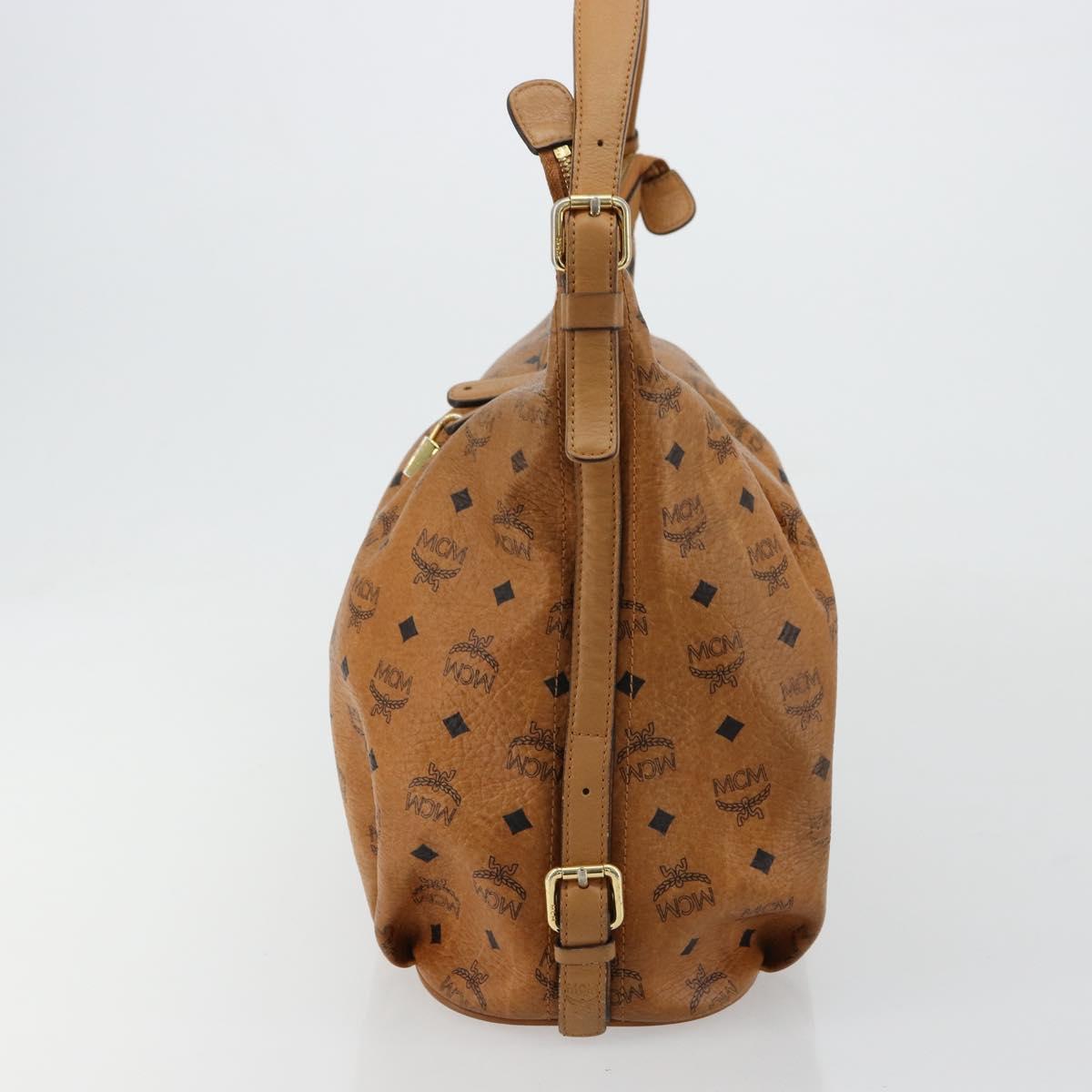 MCM Vicetos Logogram Shoulder Bag PVC Brown Gold Auth 179374A