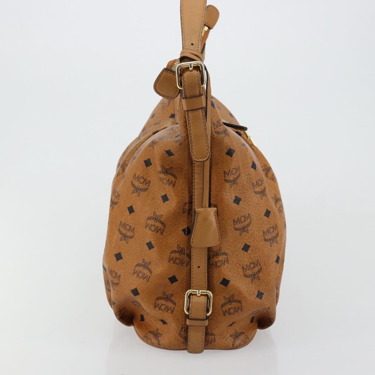 MCM Vicetos Logogram Shoulder Bag PVC Brown Gold Auth 179374A