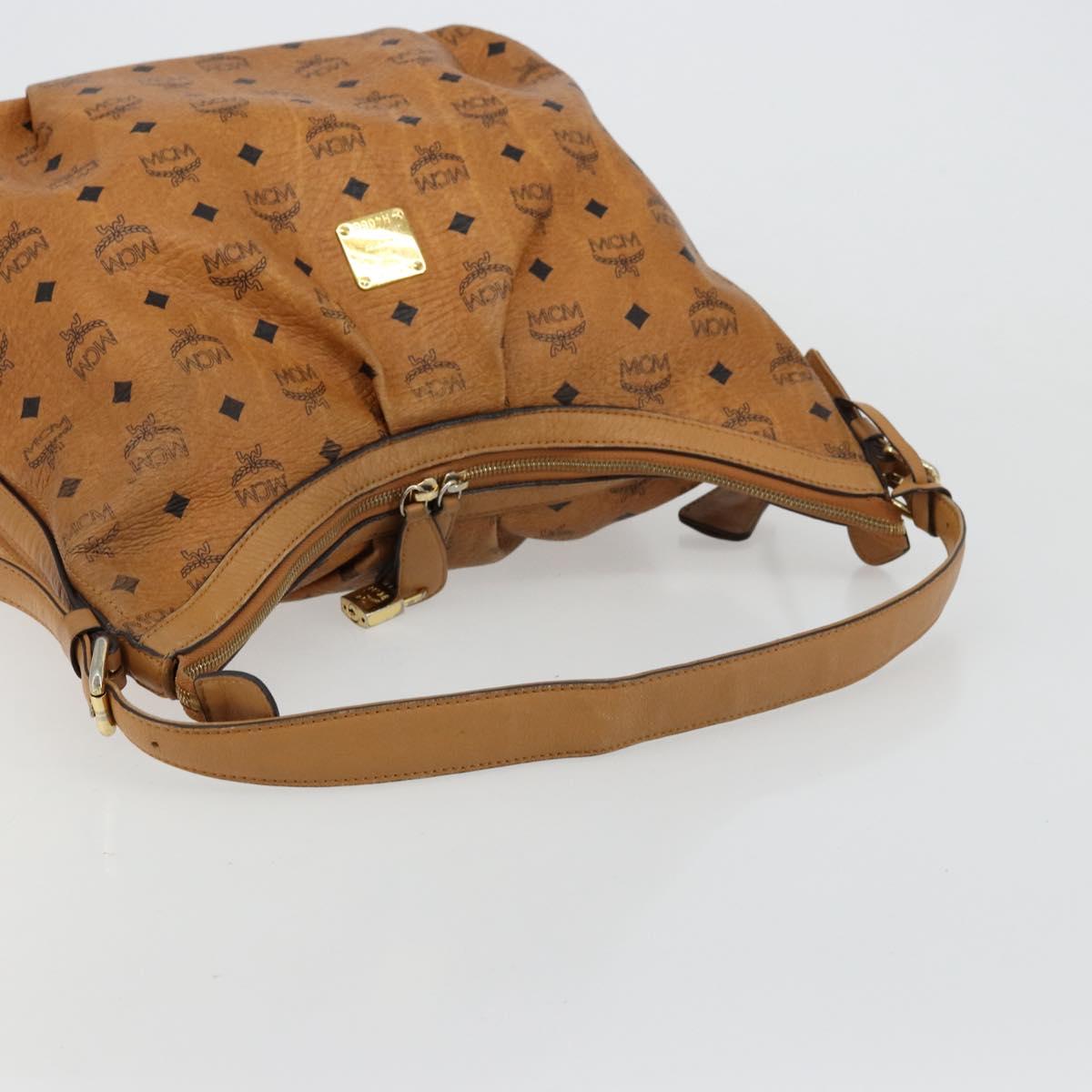 MCM Vicetos Logogram Shoulder Bag PVC Brown Gold Auth 179374A