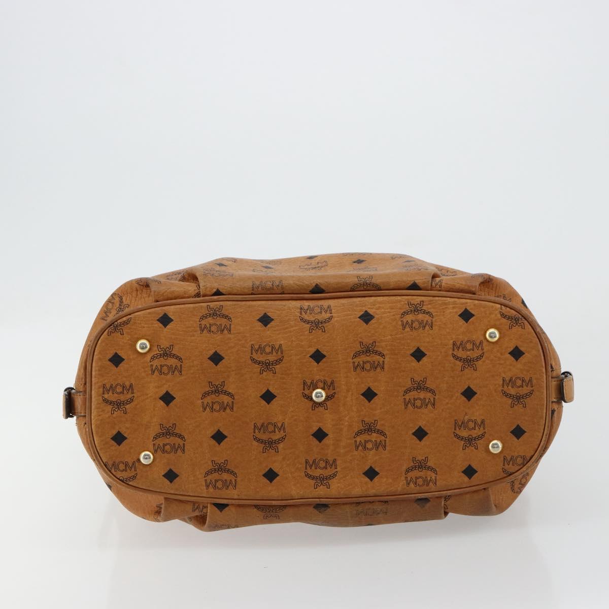 MCM Vicetos Logogram Shoulder Bag PVC Brown Gold Auth 179374A