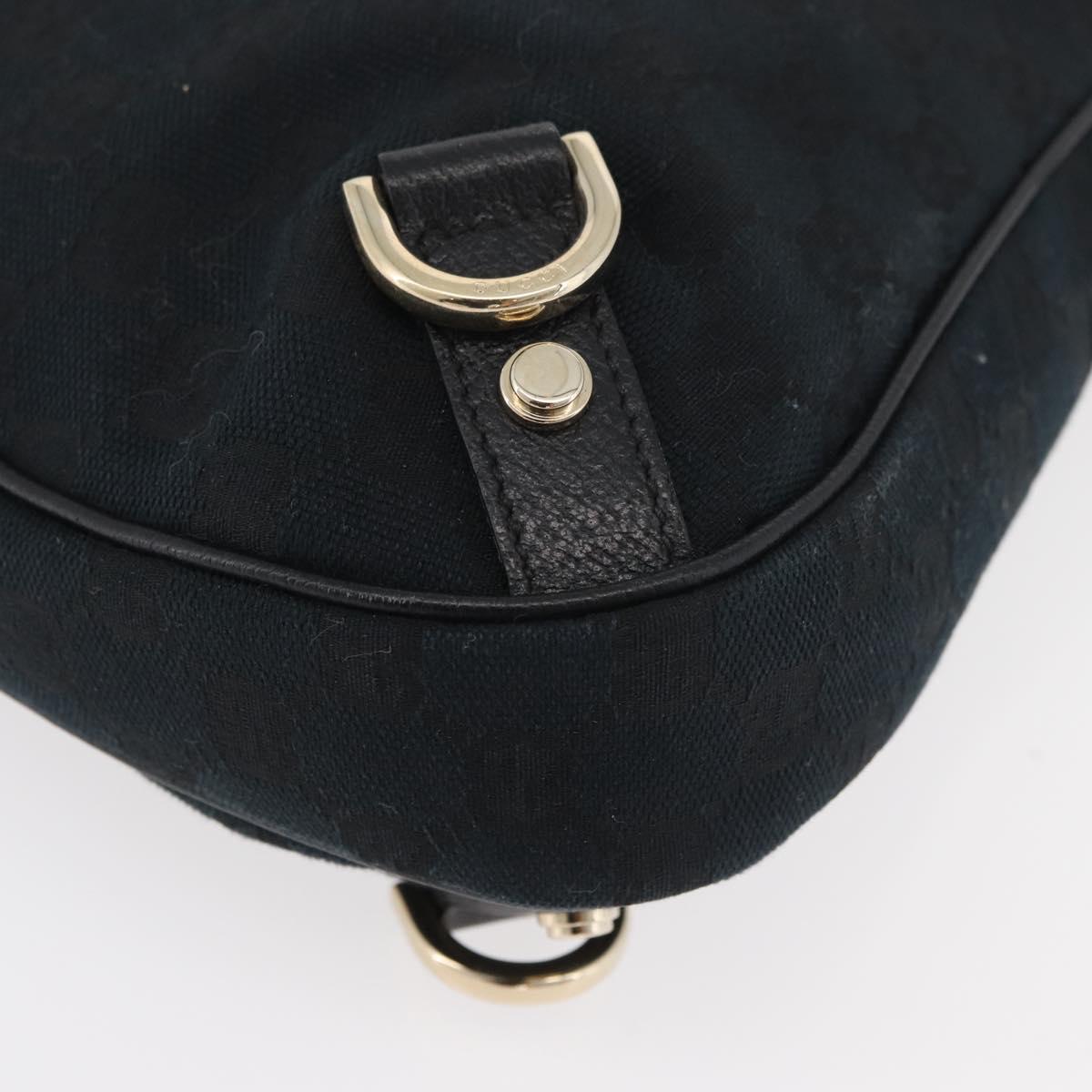GUCCI Abbey GG Canvas Shoulder Bag Black Gold 130738 Auth 179375A