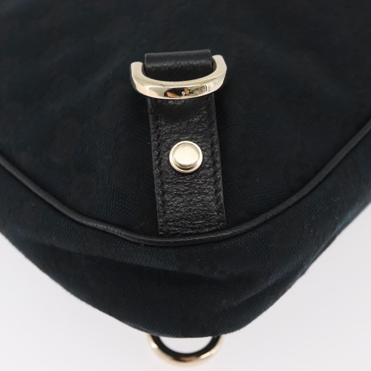 GUCCI Abbey GG Canvas Shoulder Bag Black Gold 130738 Auth 179375A
