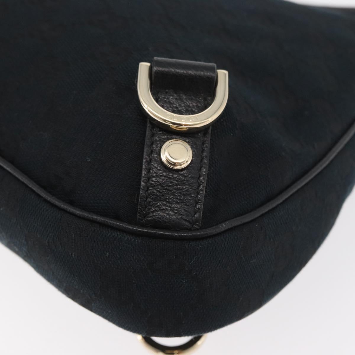 GUCCI Abbey GG Canvas Shoulder Bag Black Gold 130738 Auth 179375A