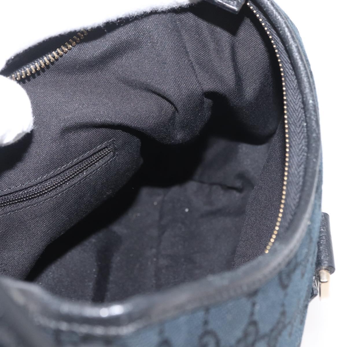 GUCCI Abbey GG Canvas Shoulder Bag Black Gold 130738 Auth 179375A