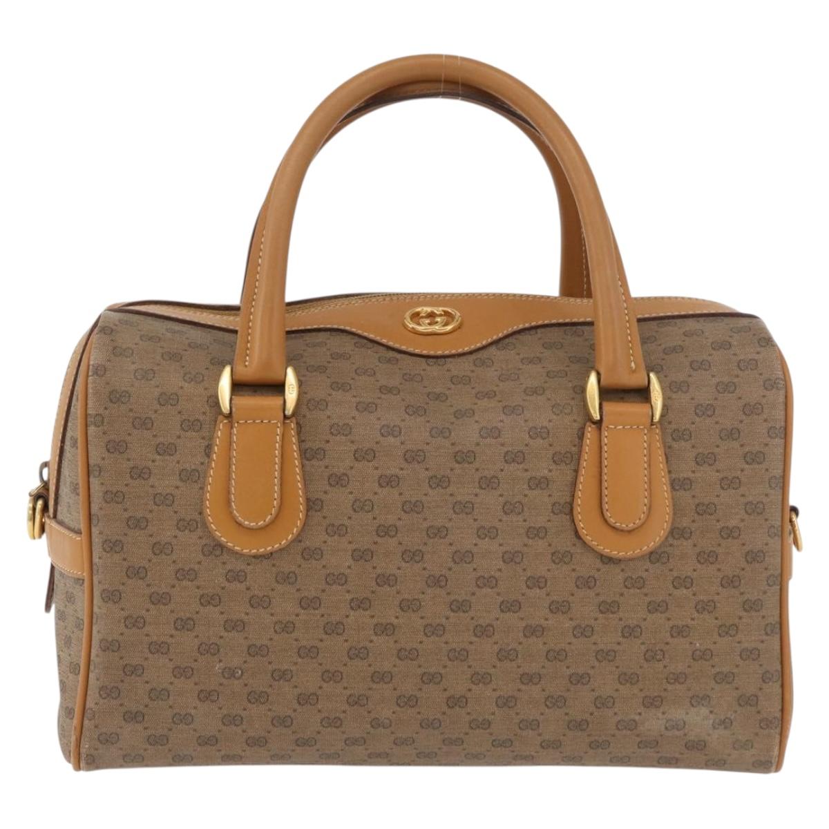 GUCCI Micro GG Supreme Hand Bag PVC Beige Gold 002 115 0165 Auth 179378