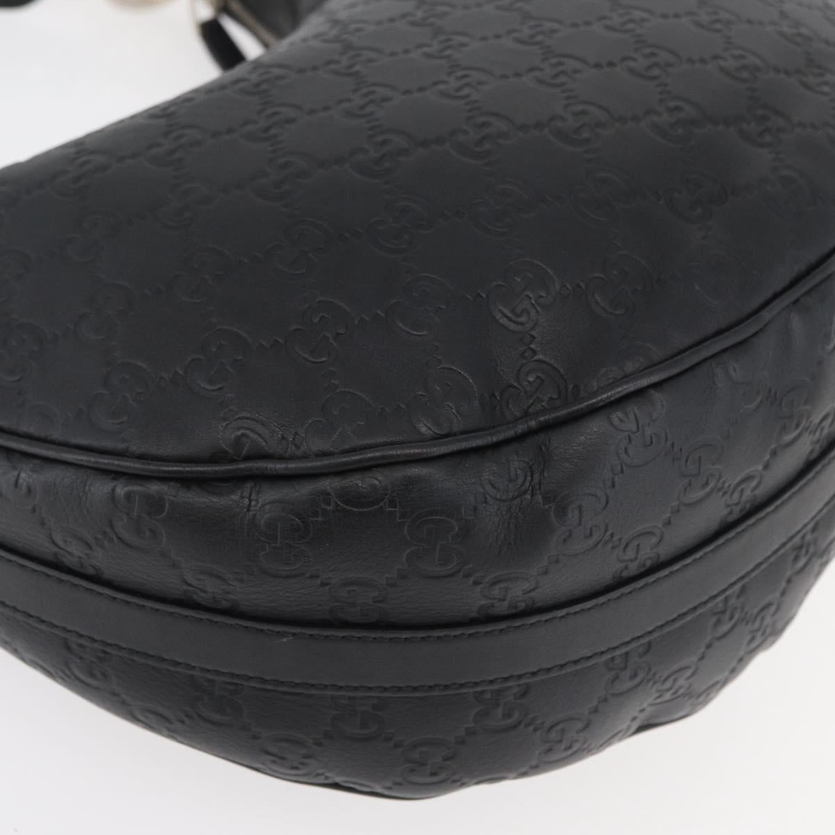 GUCCI GG Canvas Guccissima Shoulder Bag Leather Black Gold 232962 Auth 179381A