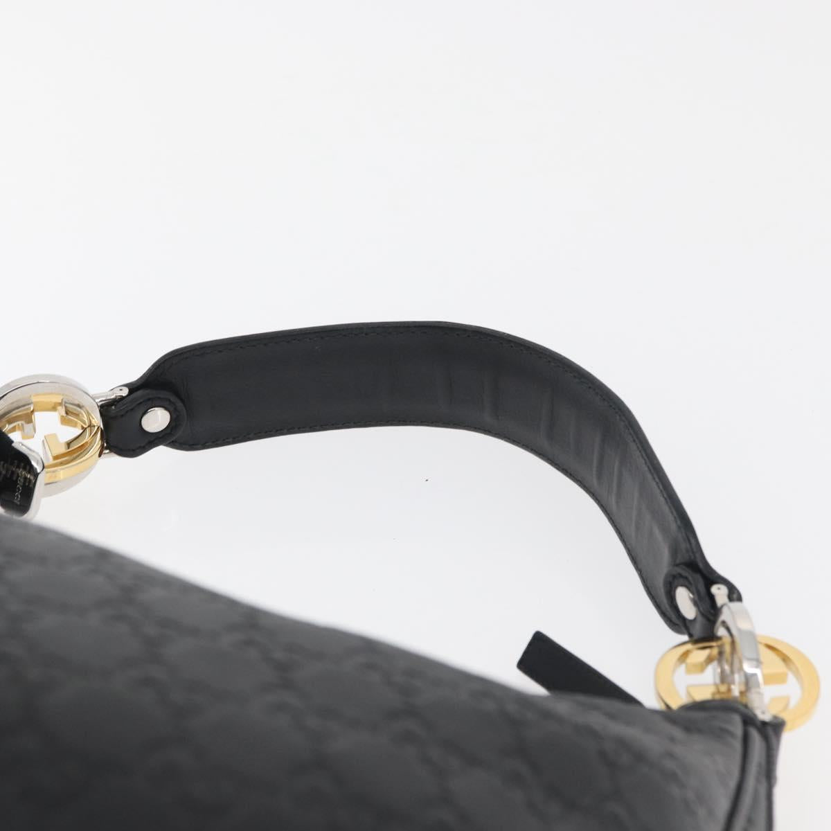 GUCCI GG Canvas Guccissima Shoulder Bag Leather Black Gold 232962 Auth 179381A