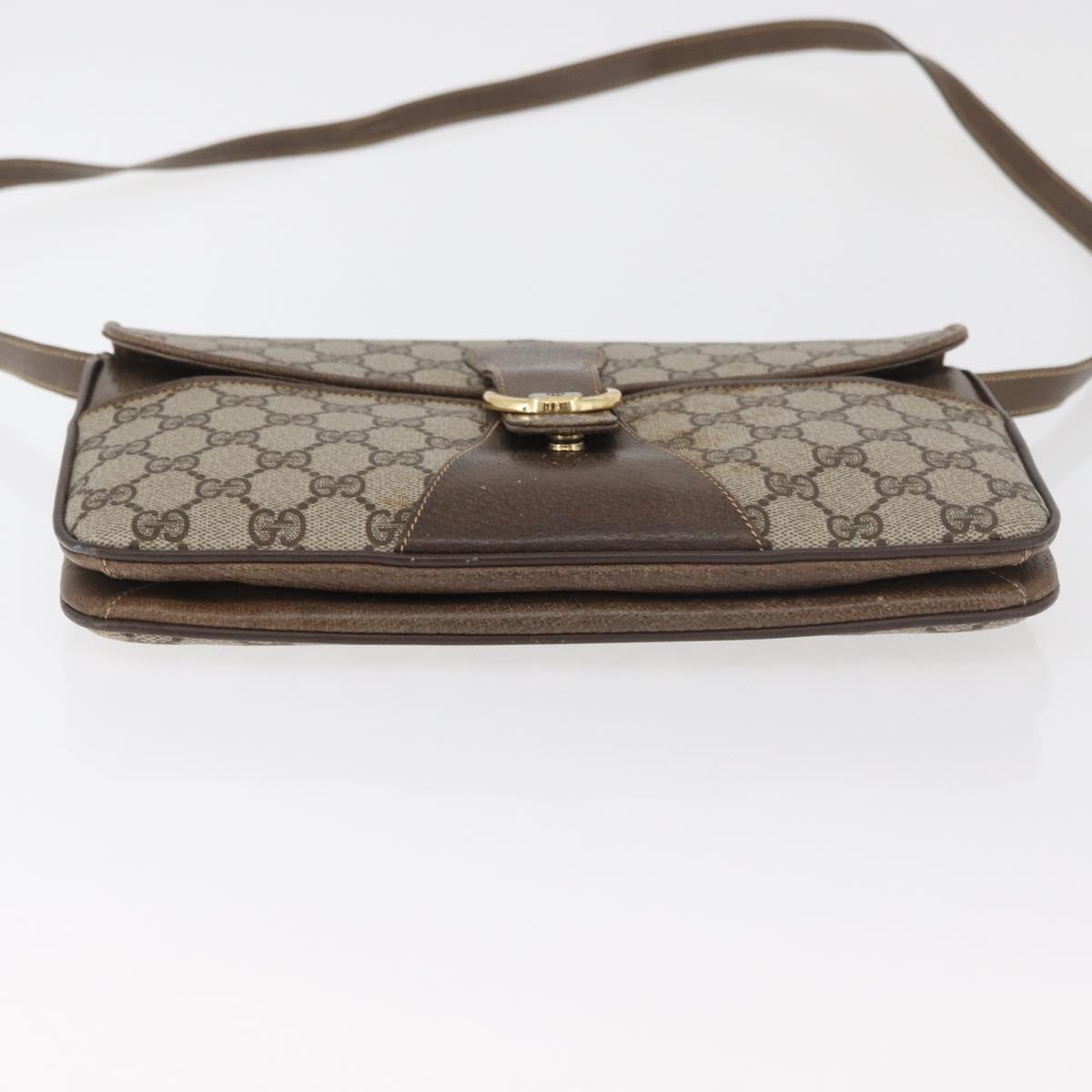 GUCCI GG Supreme Shoulder Bag PVC Beige Gold Auth 179384