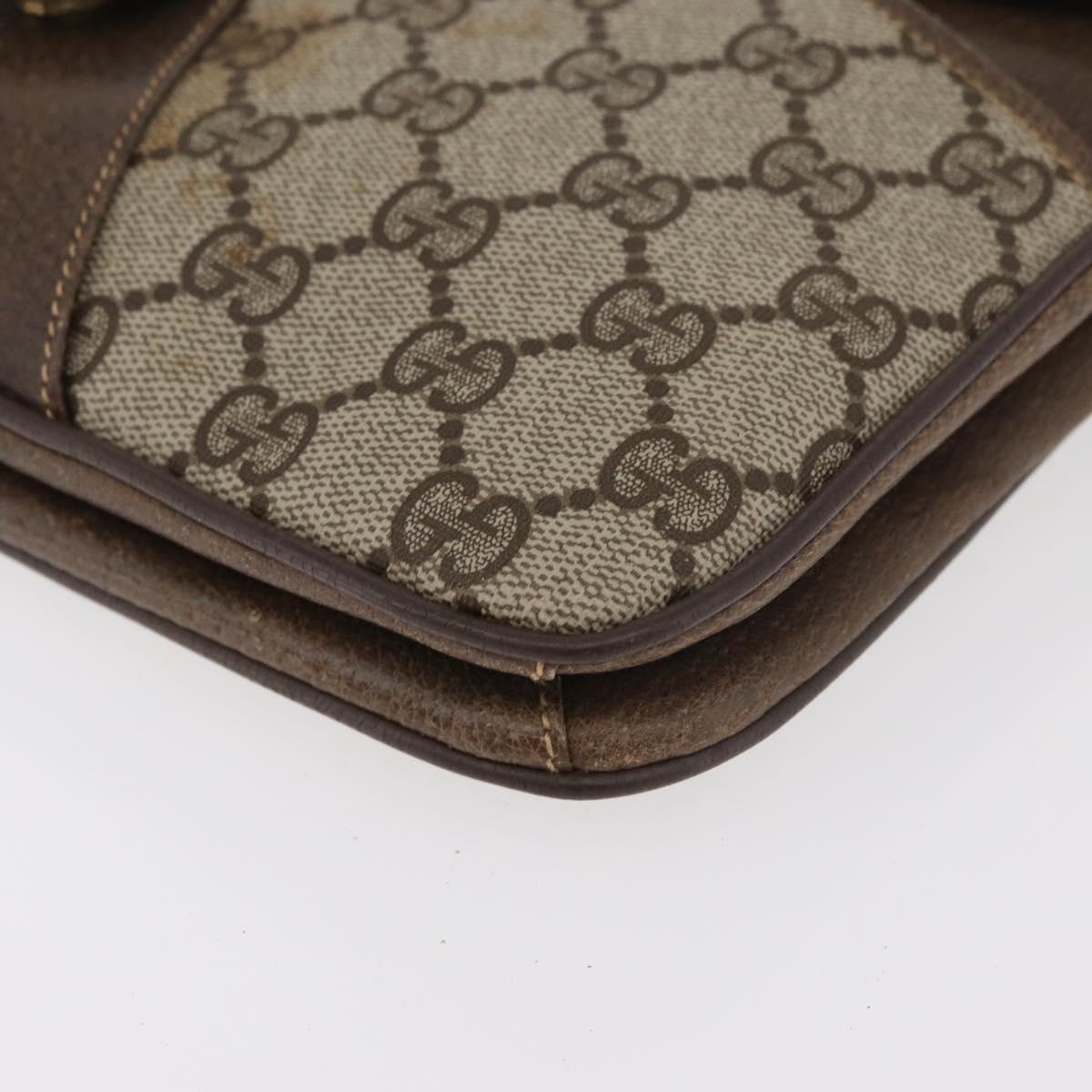 GUCCI GG Supreme Shoulder Bag PVC Beige Gold Auth 179384