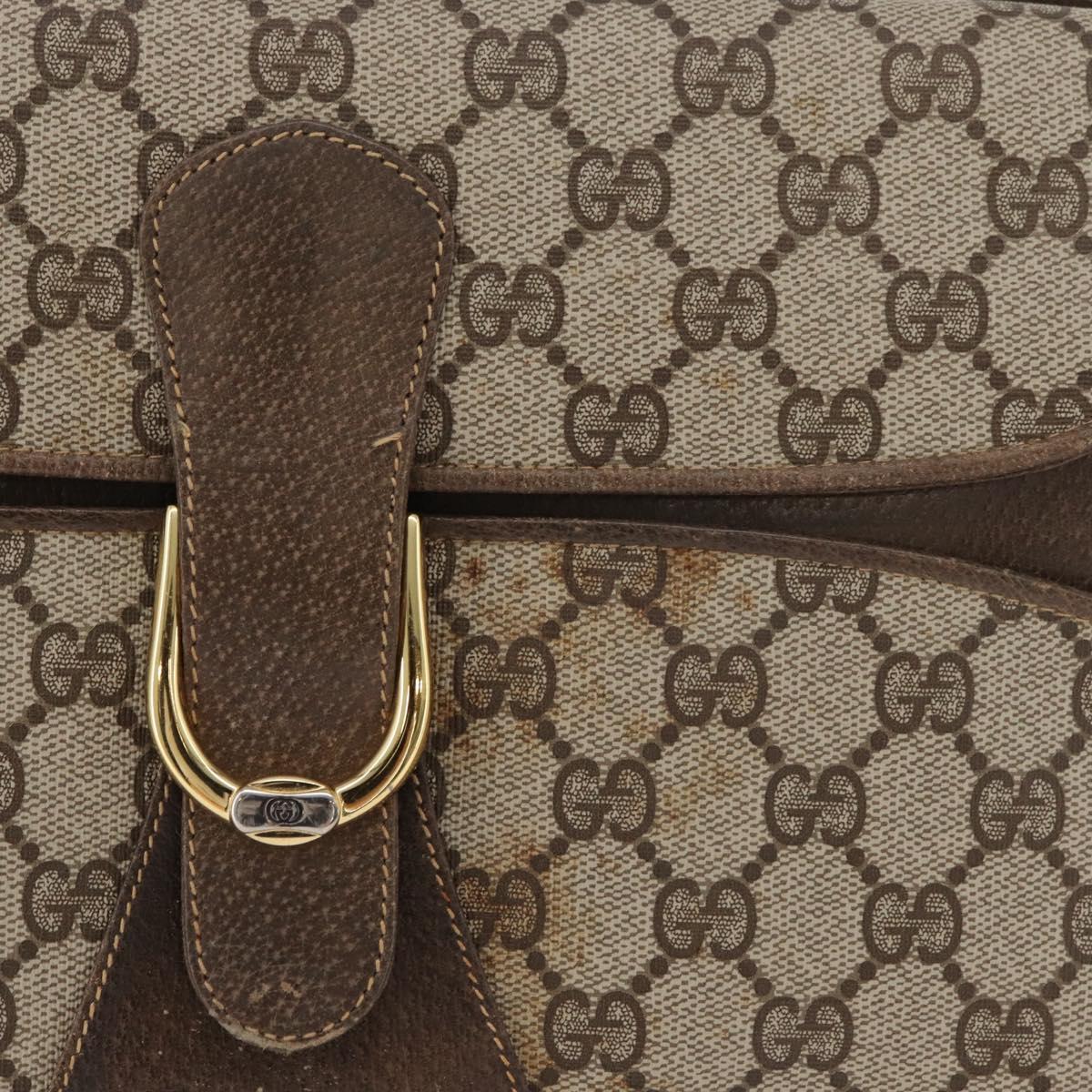 GUCCI GG Supreme Shoulder Bag PVC Beige Gold Auth 179384