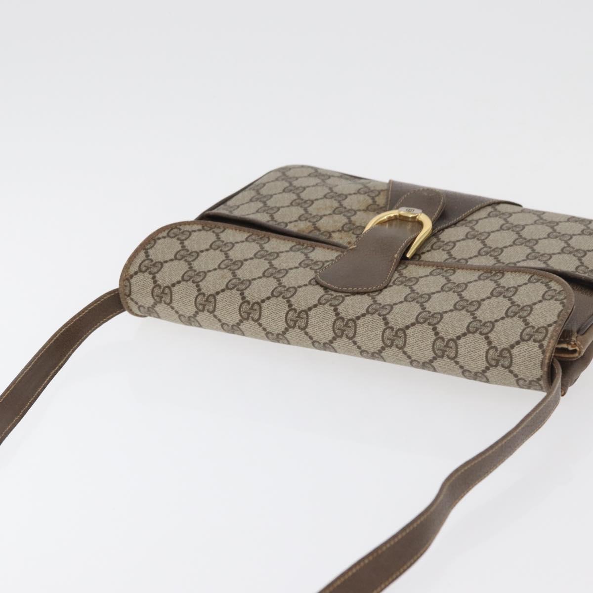 GUCCI GG Supreme Shoulder Bag PVC Beige Gold Auth 179384