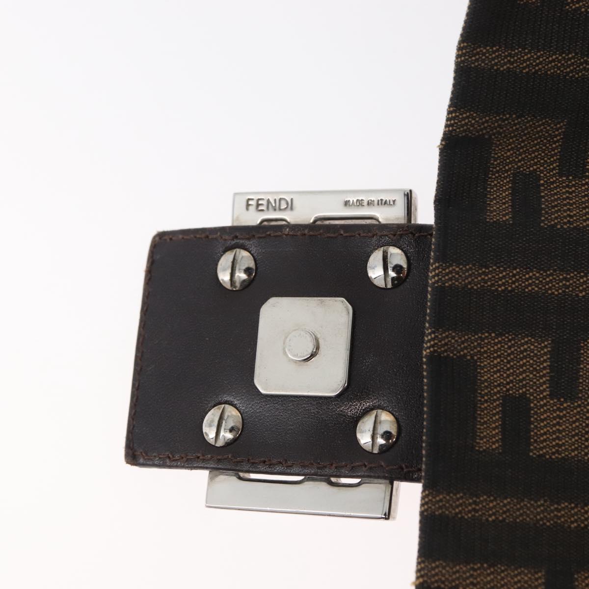 FENDI Zucca Canvas Mamma Baguette Shoulder Bag Black Brown Auth 179387V