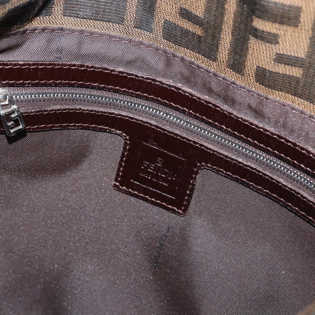 FENDI Zucca Canvas Mamma Baguette Shoulder Bag Black Brown Auth 179387V