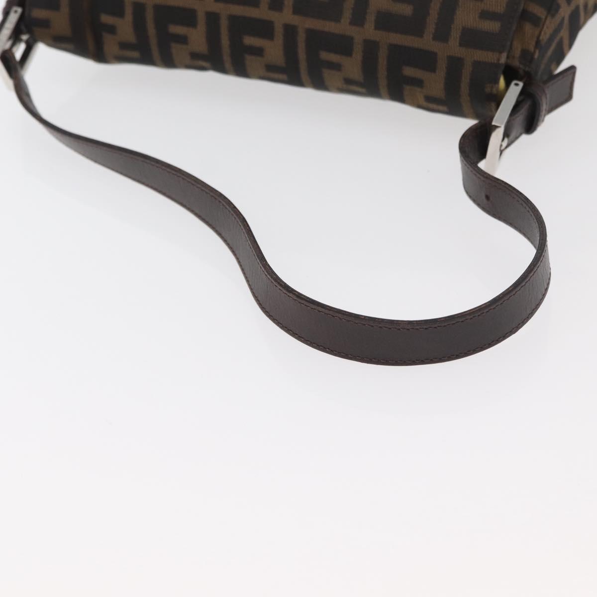 FENDI Zucca Canvas Mamma Baguette Shoulder Bag Black Brown Auth 179387V