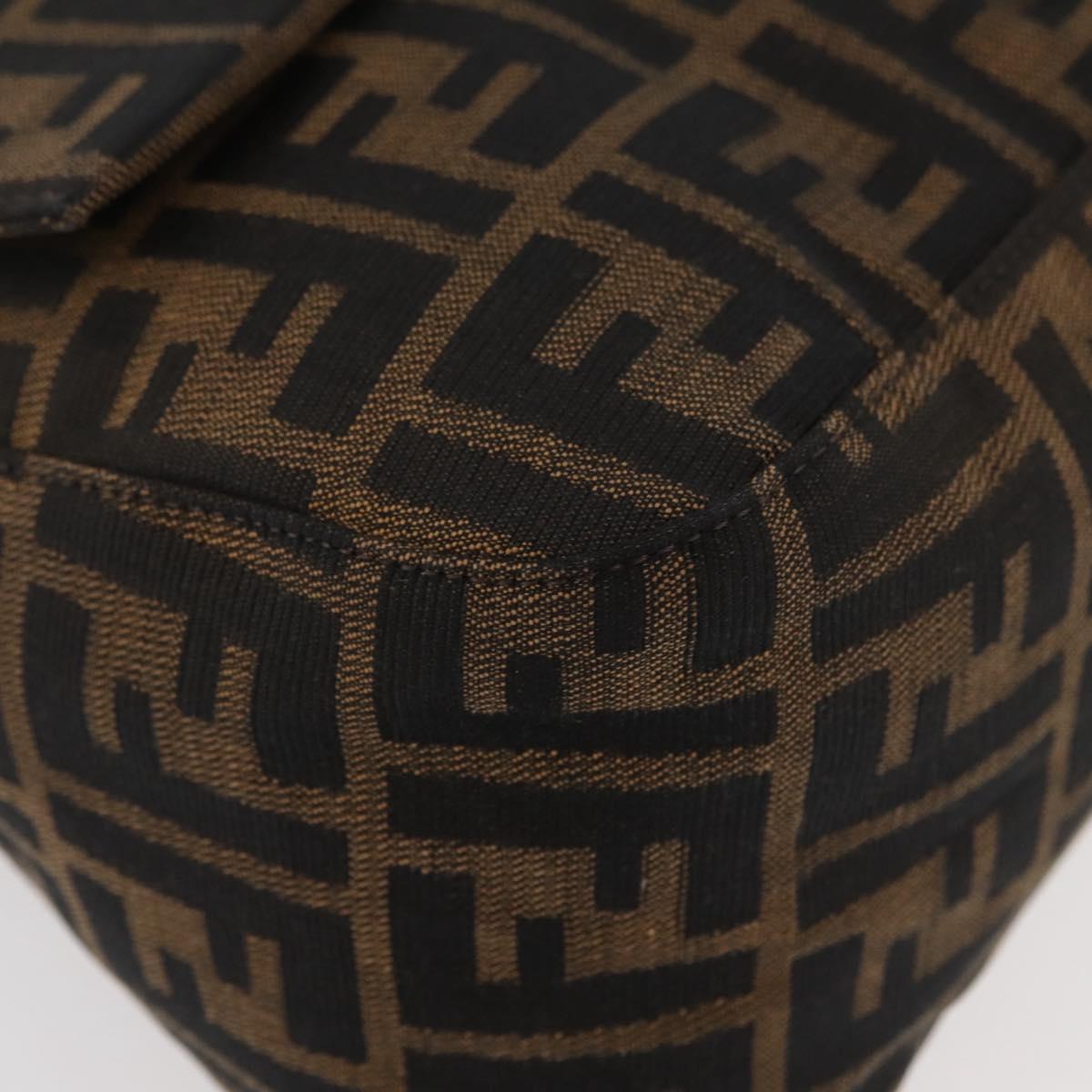 FENDI Zucca Canvas Mamma Baguette Shoulder Bag Black Brown Auth 179388SAV