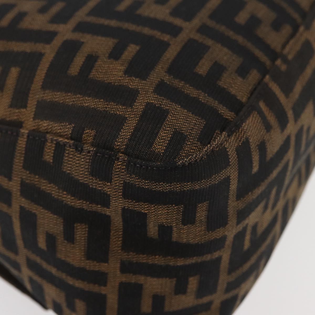 FENDI Zucca Canvas Mamma Baguette Shoulder Bag Black Brown Auth 179388SAV