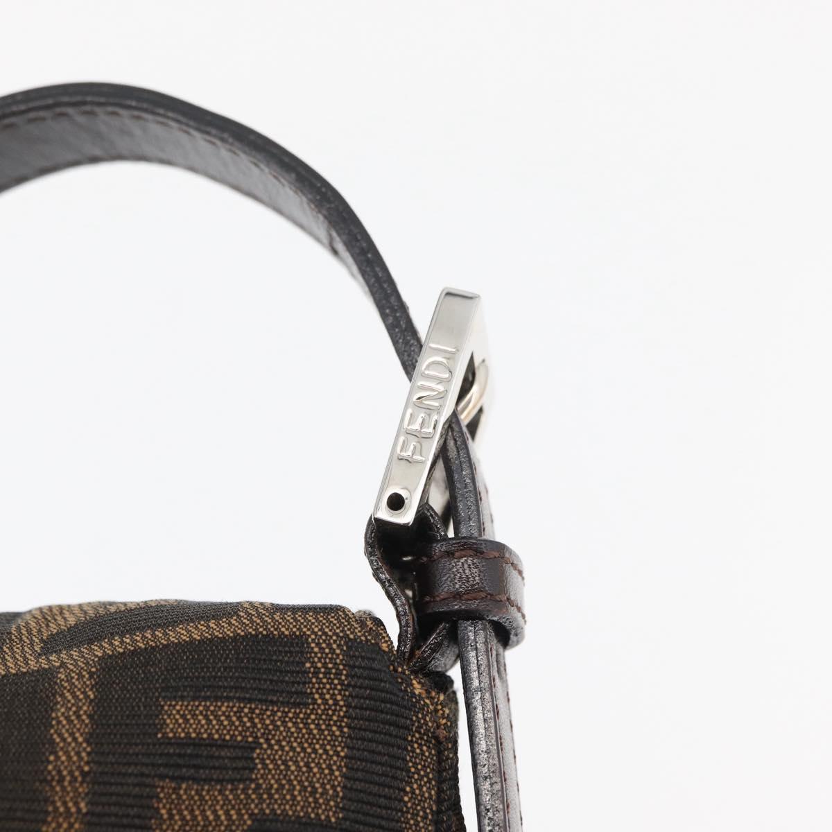 FENDI Zucca Canvas Mamma Baguette Shoulder Bag Black Brown Auth 179388SAV