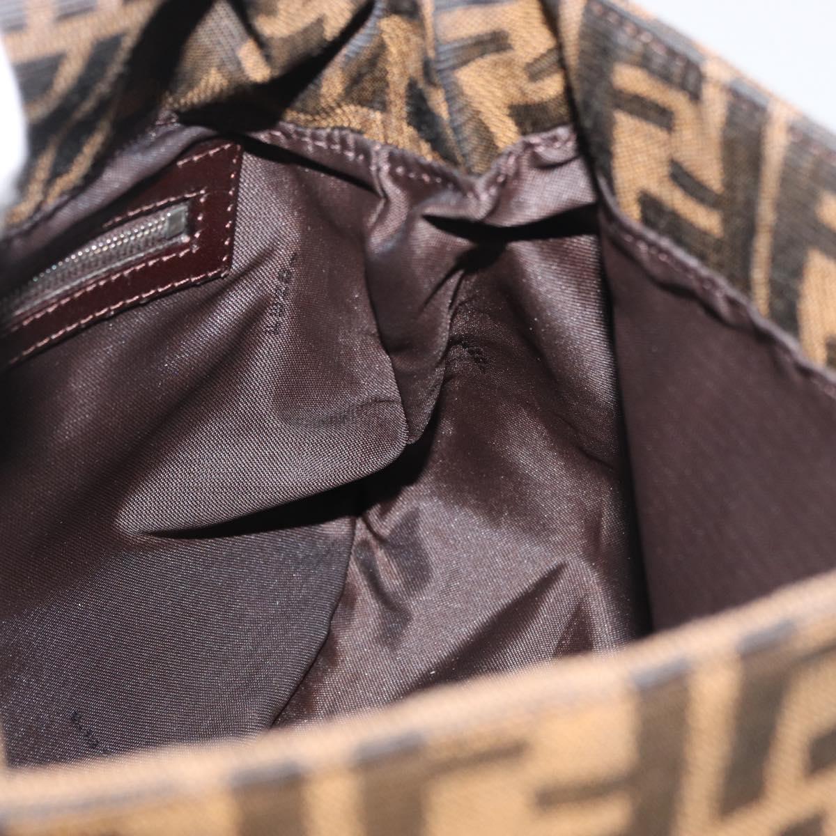 FENDI Zucca Canvas Mamma Baguette Shoulder Bag Black Brown Auth 179388SAV