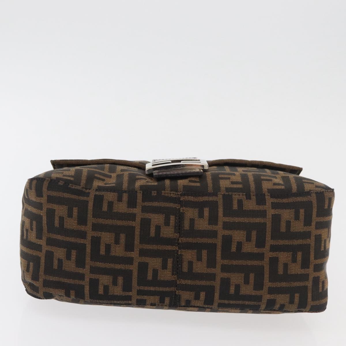 FENDI Zucca Canvas Mamma Baguette Shoulder Bag Black Brown Auth 179388SAV