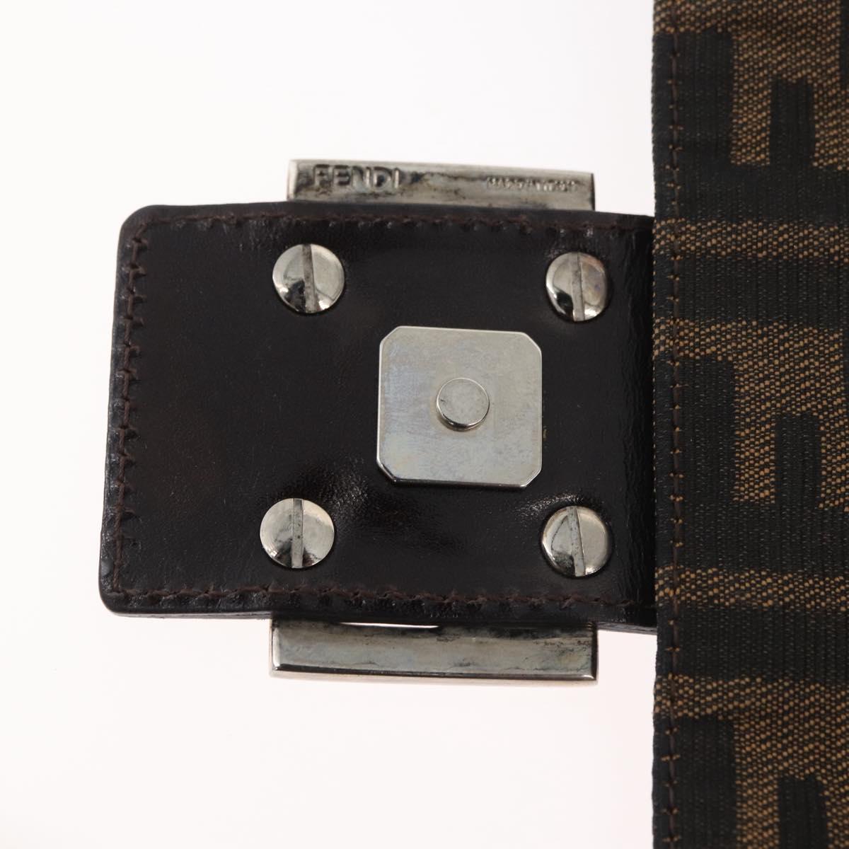 FENDI Zucca Canvas Mamma Baguette Shoulder Bag Black Brown Auth 179389V