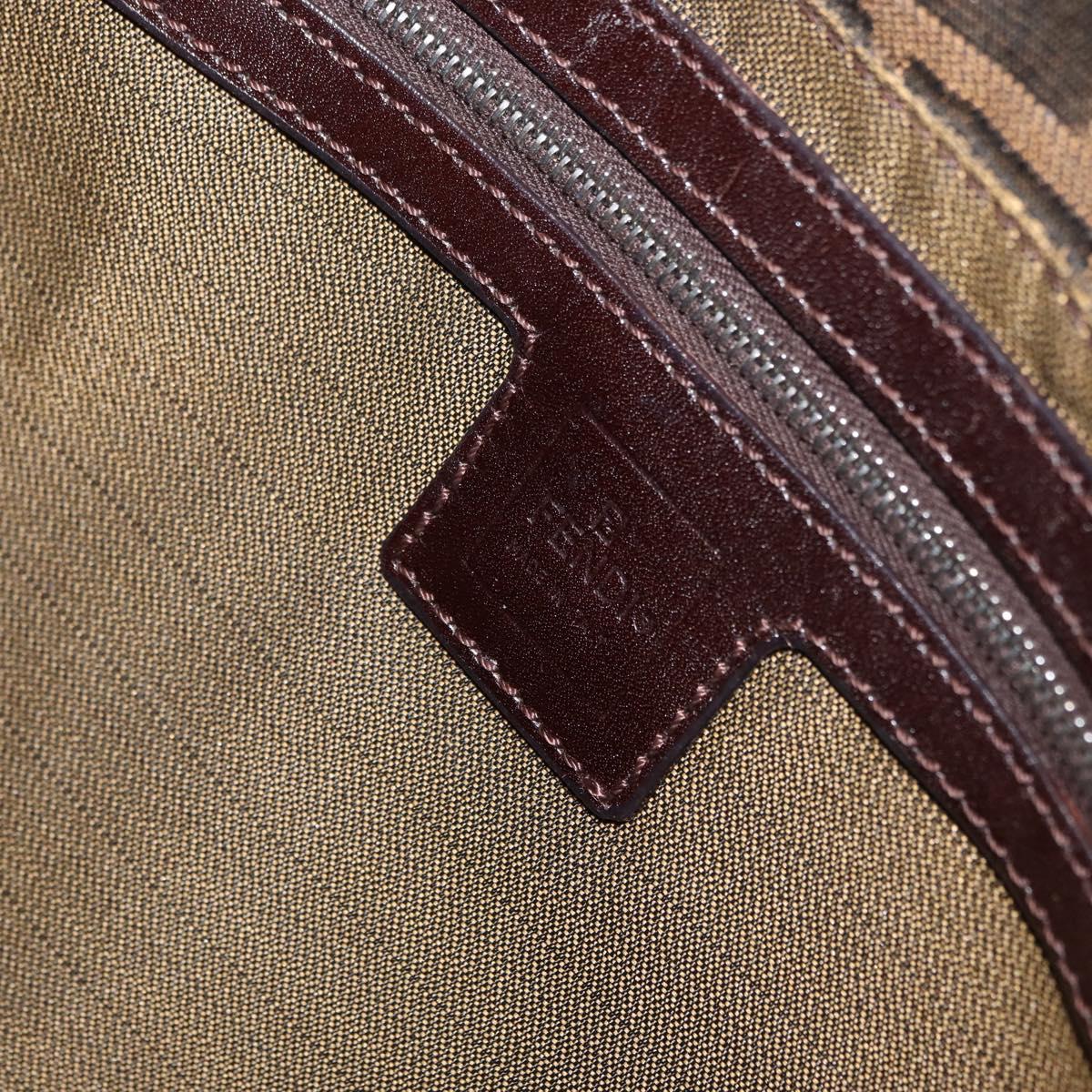 FENDI Zucca Canvas Mamma Baguette Shoulder Bag Black Brown Auth 179389V