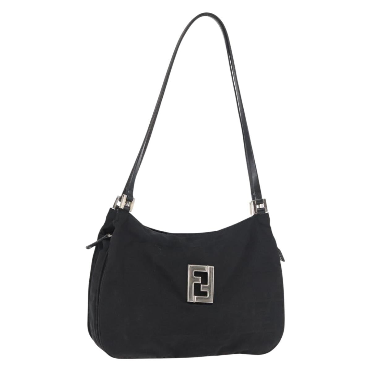 FENDI Zucca Canvas Tote Bag Black Silver Auth 179392