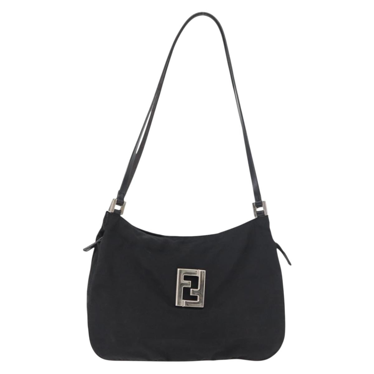 FENDI Zucca Canvas Tote Bag Black Silver Auth 179392