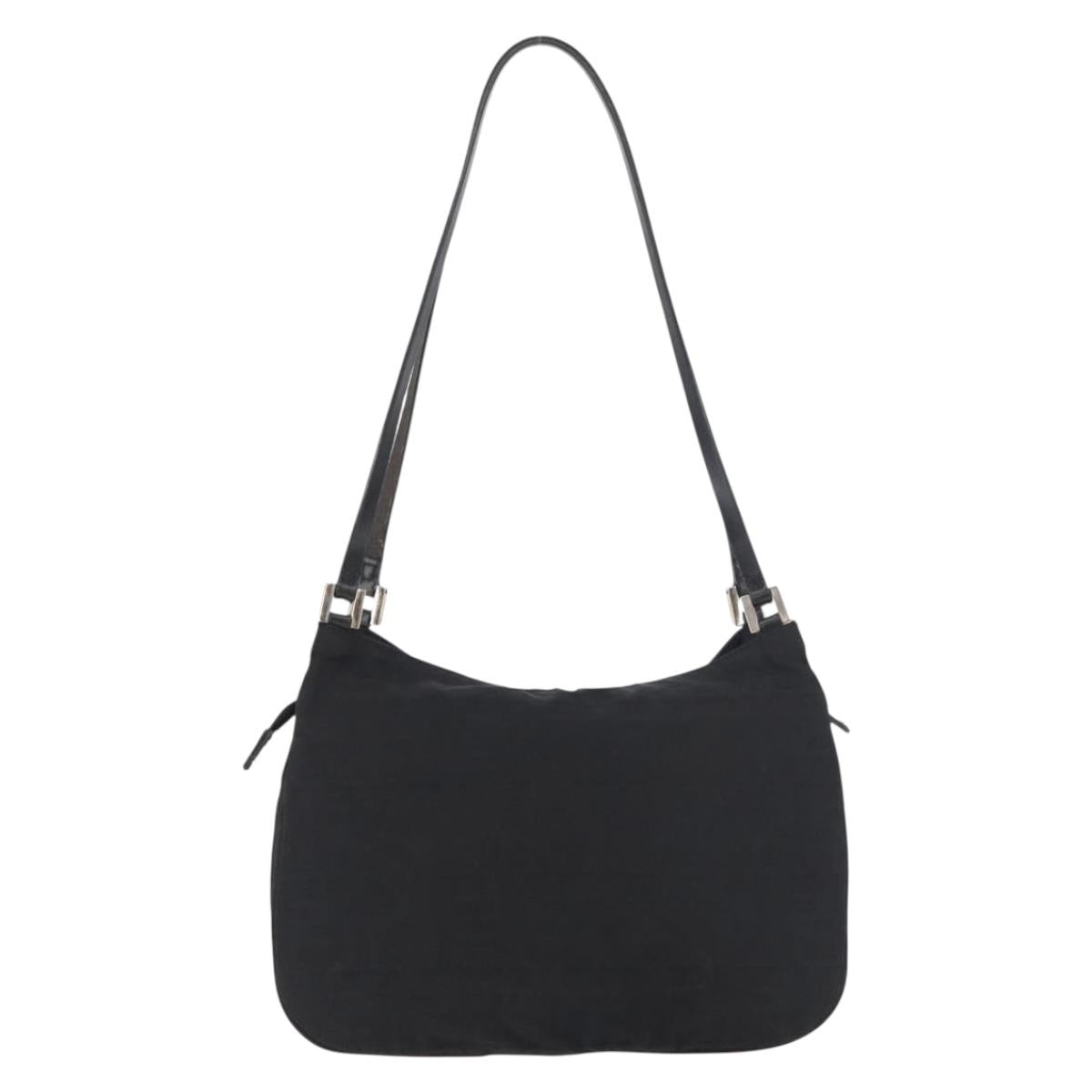 FENDI Zucca Canvas Tote Bag Black Silver Auth 179392
