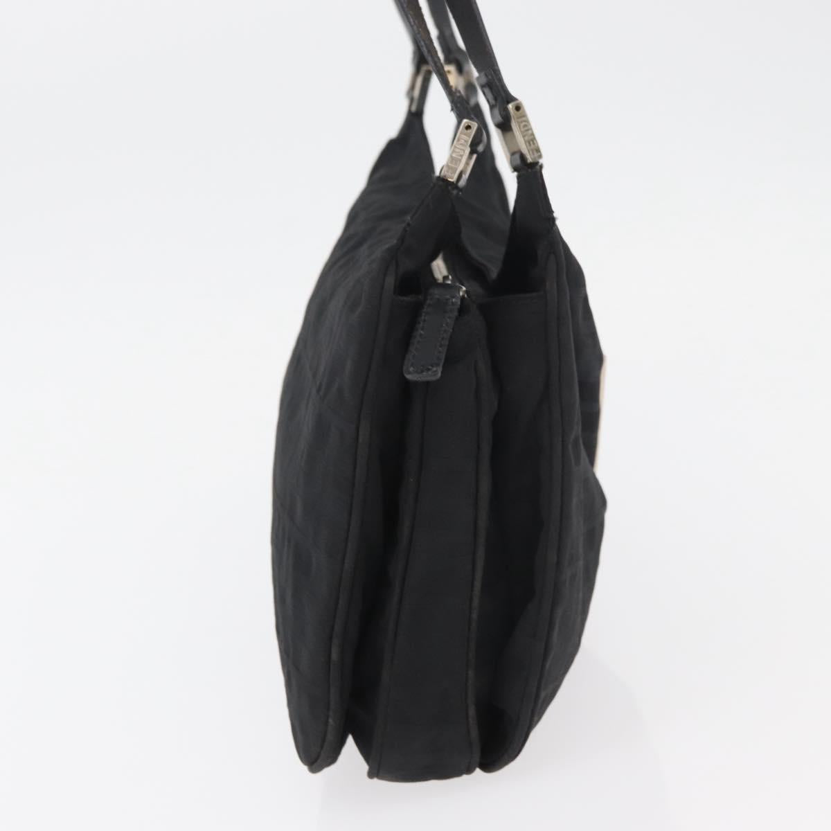 FENDI Zucca Canvas Tote Bag Black Silver Auth 179392