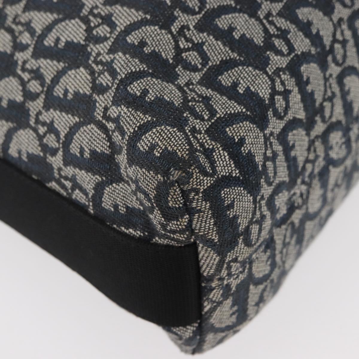 Christian Dior Trotter Canvas Shoulder Bag Navy Silver Auth 179394A